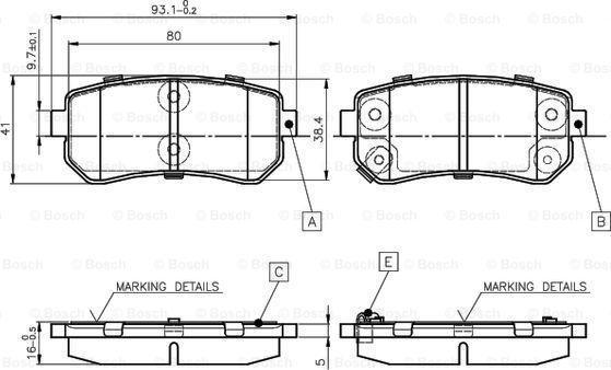 BOSCH 0 986 TB2 975 - Тормозные колодки, дисковые, комплект unicars.by