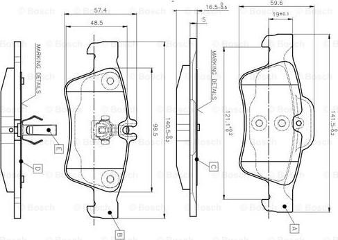 BOSCH 0 986 TB2 451 - Тормозные колодки, дисковые, комплект unicars.by