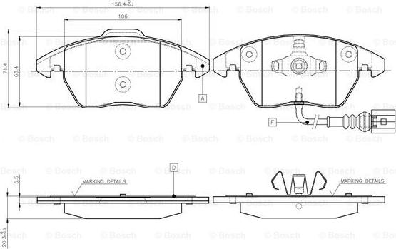 BOSCH 0 986 TB2 457 - Тормозные колодки, дисковые, комплект unicars.by