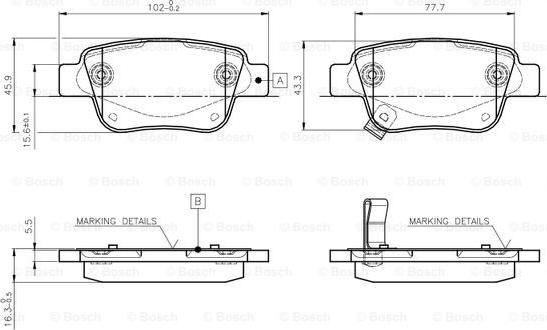 BOSCH 0 986 TB2 464 - Тормозные колодки, дисковые, комплект unicars.by