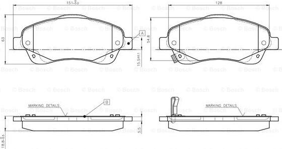 BOSCH 0 986 TB2 463 - Тормозные колодки, дисковые, комплект unicars.by