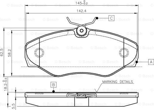 BOSCH 0 986 TB2 402 - Тормозные колодки, дисковые, комплект unicars.by