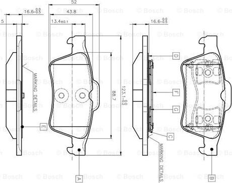 BOSCH 0 986 TB2 410 - Тормозные колодки, дисковые, комплект unicars.by