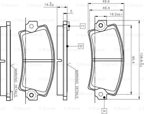 BOSCH 0 986 TB2 485 - Тормозные колодки, дисковые, комплект unicars.by