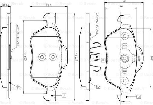 BOSCH 0 986 TB2 434 - Тормозные колодки, дисковые, комплект unicars.by