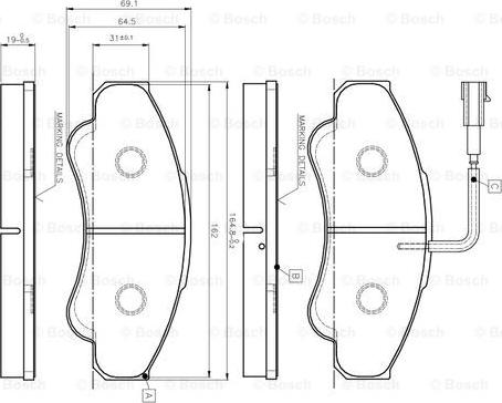 BOSCH 0 986 TB2 431 - Тормозные колодки, дисковые, комплект unicars.by