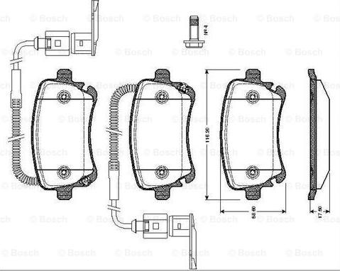 BOSCH 0 986 TB2 425 - Тормозные колодки, дисковые, комплект unicars.by