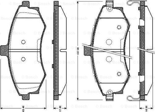 BOSCH 0 986 TB2 423 - Тормозные колодки, дисковые, комплект unicars.by