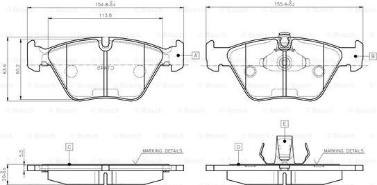 BOSCH 0 986 TB2 598 - Тормозные колодки, дисковые, комплект unicars.by