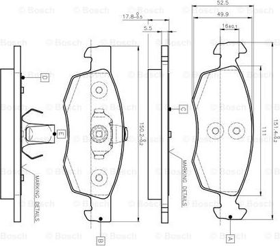 BOSCH 0 986 TB2 541 - Тормозные колодки, дисковые, комплект unicars.by