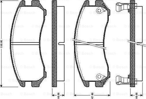 BOSCH 0 986 TB2 566 - Тормозные колодки, дисковые, комплект unicars.by