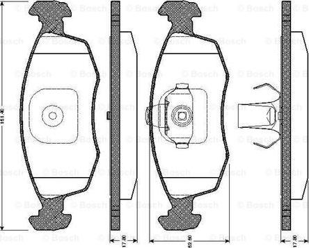 BOSCH 0 986 TB2 539 - Тормозные колодки, дисковые, комплект unicars.by