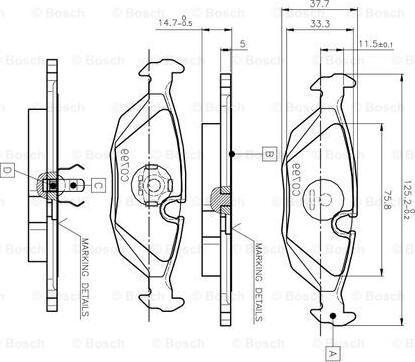 BOSCH 0 986 TB2 532 - Тормозные колодки, дисковые, комплект unicars.by