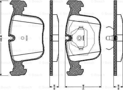 BOSCH 0 986 TB2 664 - Тормозные колодки, дисковые, комплект unicars.by