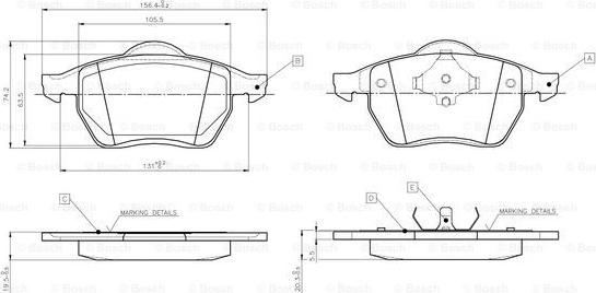 BOSCH 0 986 TB2 672 - Тормозные колодки, дисковые, комплект unicars.by