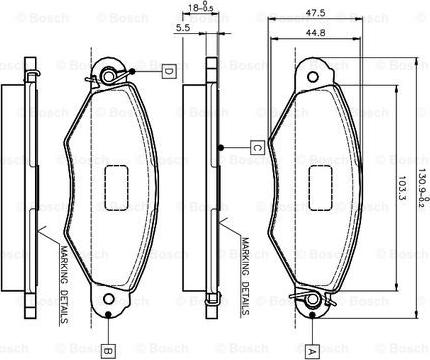 BOSCH 0 986 TB2 043 - Тормозные колодки, дисковые, комплект unicars.by