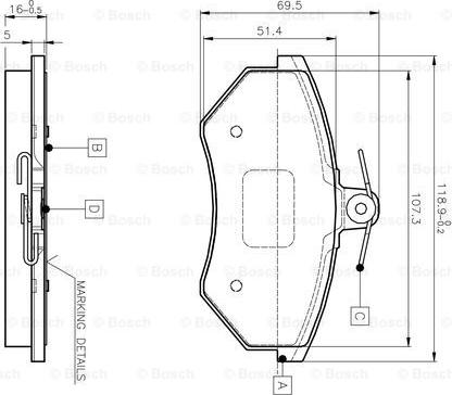 BOSCH 0 986 TB2 004 - Тормозные колодки, дисковые, комплект unicars.by