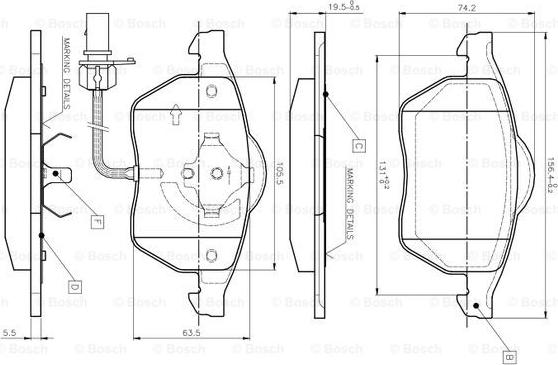 BOSCH 0 986 TB2 018 - Тормозные колодки, дисковые, комплект unicars.by