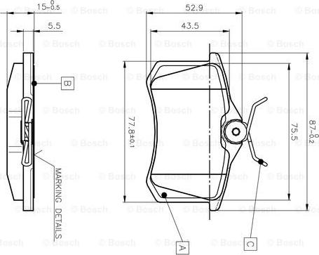 BOSCH 0 986 TB2 012 - Тормозные колодки, дисковые, комплект unicars.by