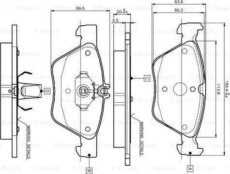 BOSCH 0 986 TB2 034 - Тормозные колодки, дисковые, комплект unicars.by