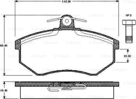 BOSCH 0 986 TB2 070 - Тормозные колодки, дисковые, комплект unicars.by