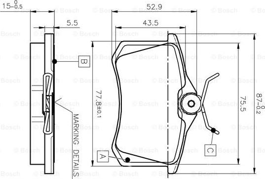 BOSCH 0 986 TB2 140 - Тормозные колодки, дисковые, комплект unicars.by