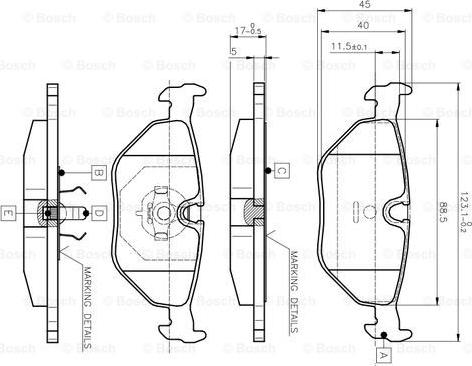 BOSCH 0 986 TB2 143 - Тормозные колодки, дисковые, комплект unicars.by