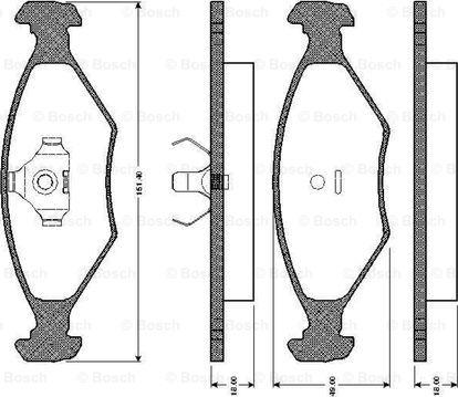 BOSCH 0 986 TB2 155 - Тормозные колодки, дисковые, комплект unicars.by