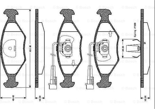 BOSCH 0 986 TB2 156 - Тормозные колодки, дисковые, комплект unicars.by