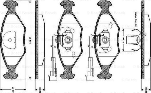 BOSCH 0 986 TB2 157 - Тормозные колодки, дисковые, комплект unicars.by