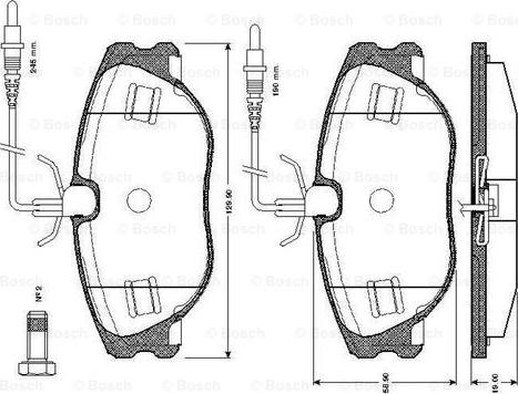 BOSCH 0 986 TB2 166 - Тормозные колодки, дисковые, комплект unicars.by