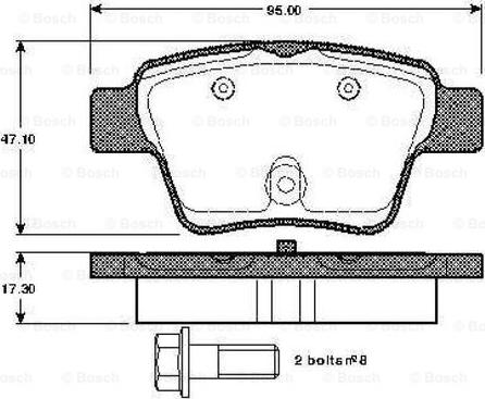 BOSCH 0 986 TB2 896 - Тормозные колодки, дисковые, комплект unicars.by