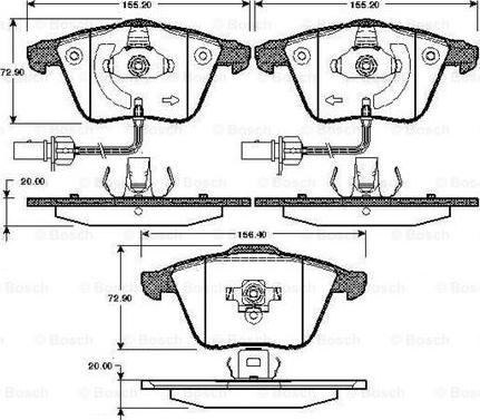 BOSCH 0 986 TB2 849 - Тормозные колодки, дисковые, комплект unicars.by