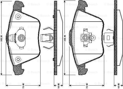 BOSCH 0 986 TB2 850 - Тормозные колодки, дисковые, комплект unicars.by