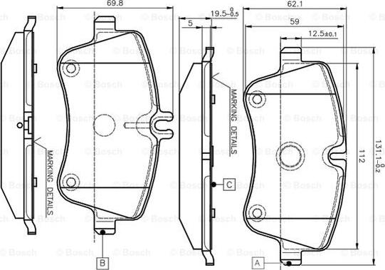 BOSCH 0 986 TB2 814 - Тормозные колодки, дисковые, комплект unicars.by