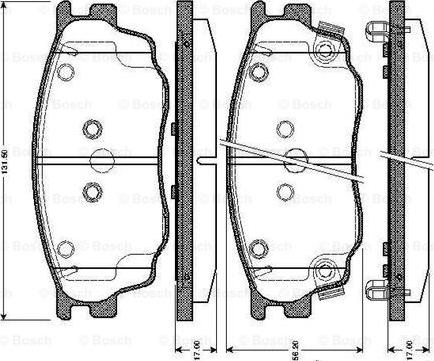 BOSCH 0 986 TB2 822 - Тормозные колодки, дисковые, комплект unicars.by