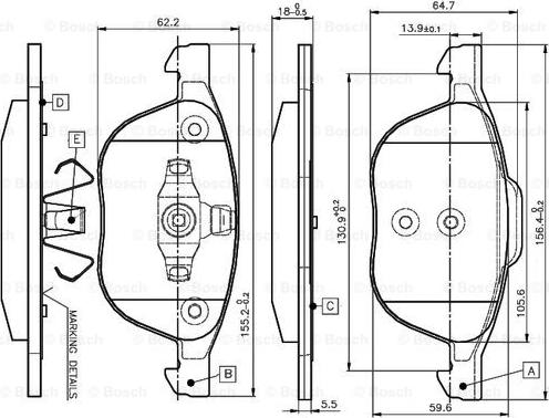 BOSCH 0 986 TB2 877 - Тормозные колодки, дисковые, комплект unicars.by