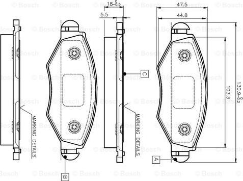 BOSCH 0 986 TB2 316 - Тормозные колодки, дисковые, комплект unicars.by