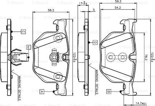 BOSCH 0 986 TB2 207 - Тормозные колодки, дисковые, комплект unicars.by