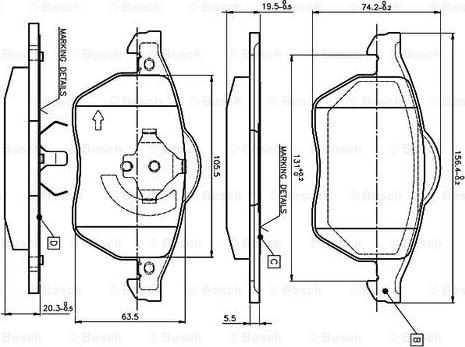 BOSCH 0 986 TB2 214 - Тормозные колодки, дисковые, комплект unicars.by