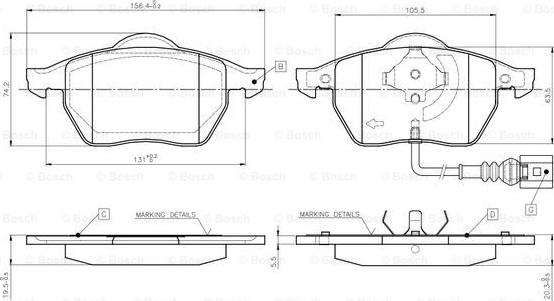 BOSCH 0 986 TB2 216 - Тормозные колодки, дисковые, комплект unicars.by