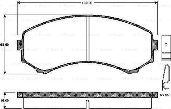 BOSCH 0 986 TB2 218 - Тормозные колодки, дисковые, комплект unicars.by