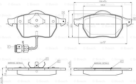 BOSCH 0 986 TB2 213 - Тормозные колодки, дисковые, комплект unicars.by