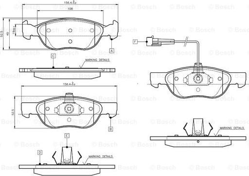 BOSCH 0 986 TB2 282 - Тормозные колодки, дисковые, комплект unicars.by