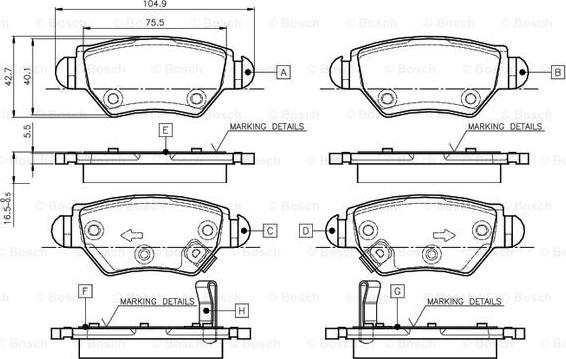 BOSCH 0 986 TB2 777 - Тормозные колодки, дисковые, комплект unicars.by