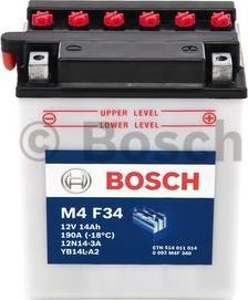 BOSCH 0 092 M4F 340 - Стартерная аккумуляторная батарея, АКБ unicars.by