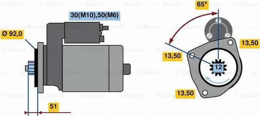 BOSCH 0 001 261 002 - Стартер unicars.by