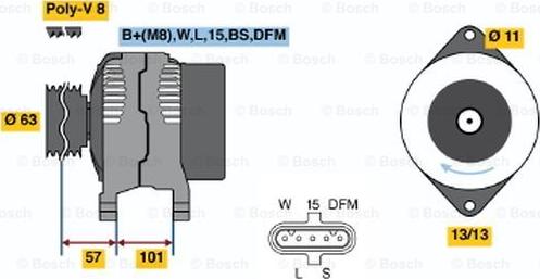 BOSCH 0 124 555 027 - Генератор unicars.by