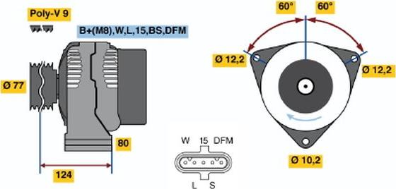 BOSCH 0 124 555 001 - Генератор unicars.by