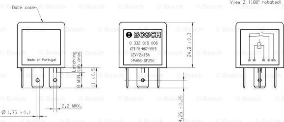 BOSCH 0 332 015 006 - Реле, рабочий ток unicars.by